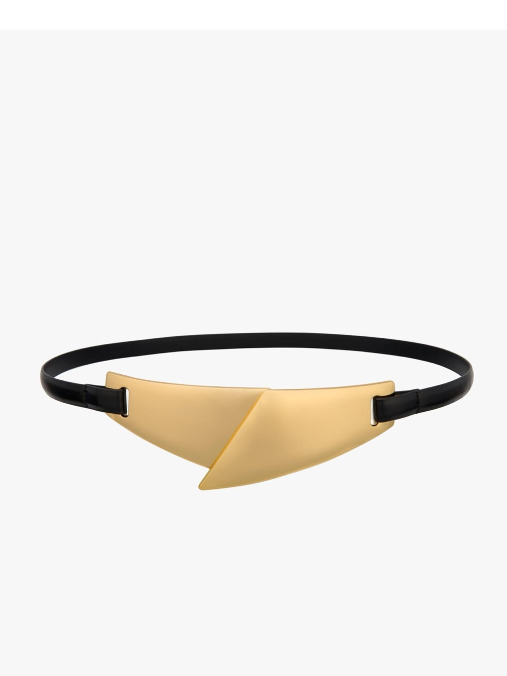 Zara Black Belt with Gold Geometric Accent